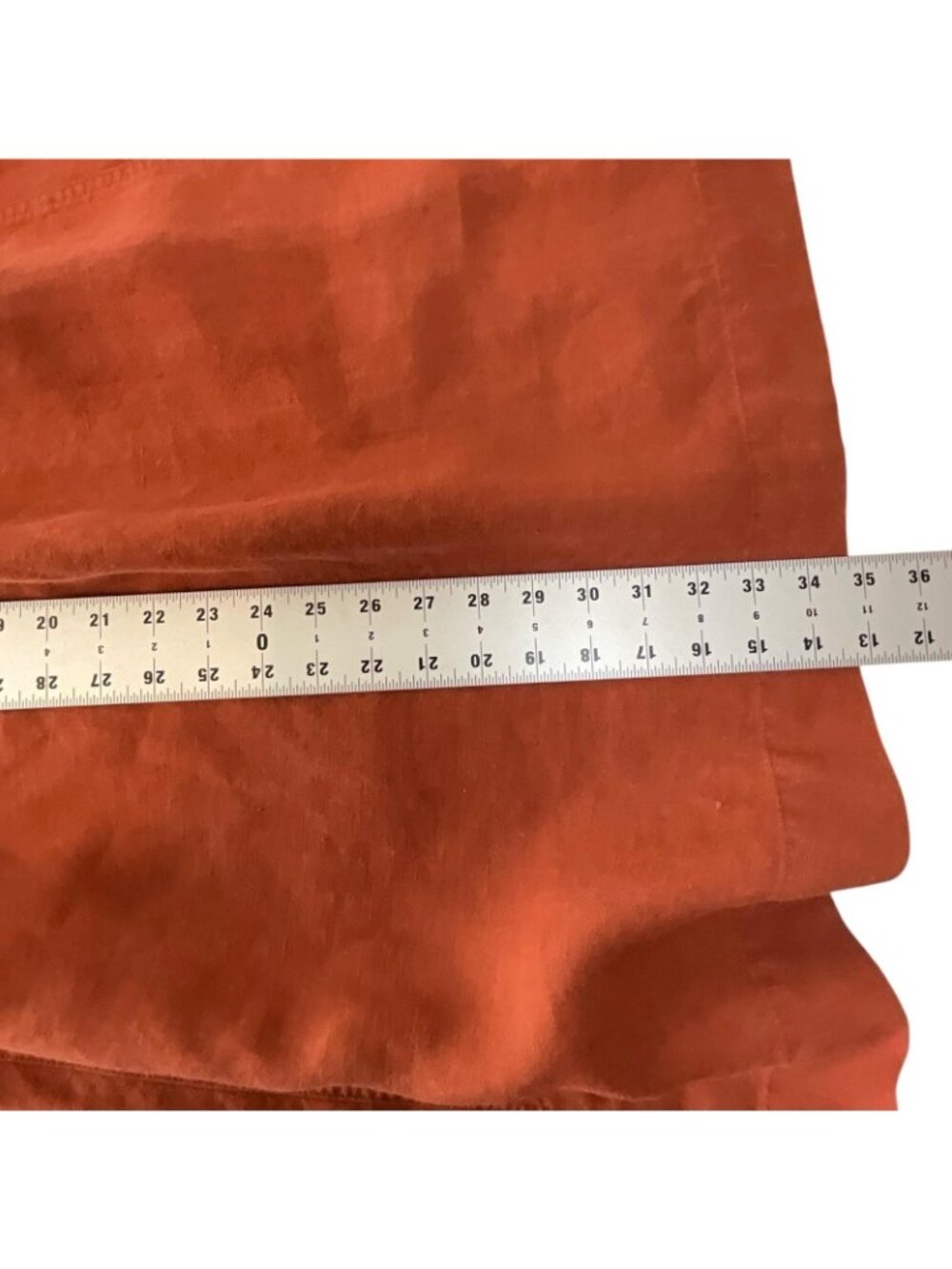 Not Perfect Linen Reine Waisted Linen Dress Womens M Orange Short Sleeve Pockets - Picture 12 of 14